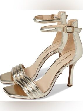 Kenneth Cole New York Hart Metallic Gold Strappy Heeled Sandals - Size 11 (NIB)